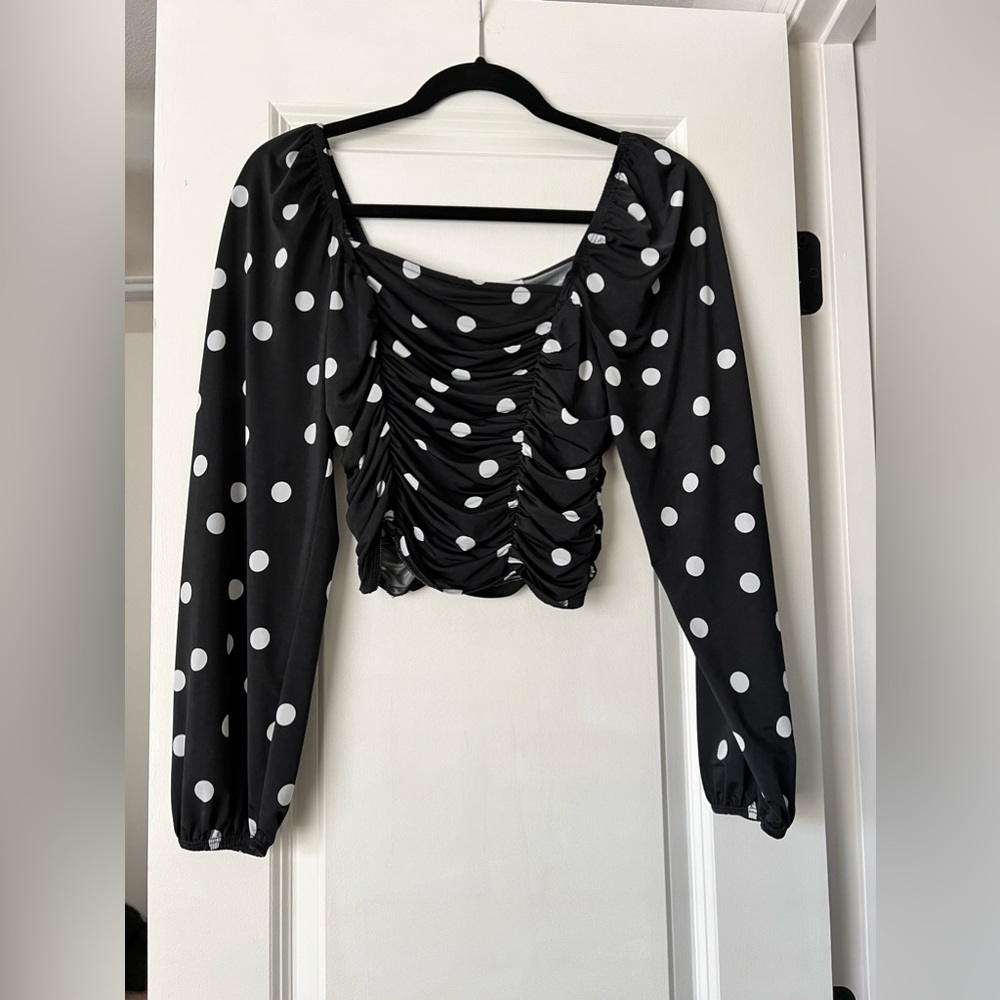 Polka Dot Ruched Top